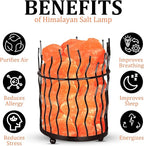 WBM Tall Round Metal Basket Salt Chunks lamp with Touch Dimmer Switch | 6-8 lbs, Salt Lamp, Ideal for Gift, Decor & Desk