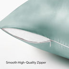 BEDELITE Satin Pillowcase with Zipper, Haze Blue King Size Pillow Cases Set of 2, Super Soft and Cooling Similar to Silk Pillow Cases, Gift for Women Men(20x36 Inches)