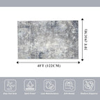 3x4 Washable Entryway Rug – Non-Slip Modern Abstract Small Area Rug for Kitchen, Bedroom, Bathroom – Soft Low-Pile Thin Indoor Door Mat （Blue Grey,3x4）
