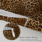 1 Pack Satin Pillowcase for Hair and Skin Abstract Brown Leopard Imitation Silk Pillowcase with Hidden Zipper Soft Breathable Smooth Cooling Pillow Cover King Size for Bedroom Sofa 20”x36”