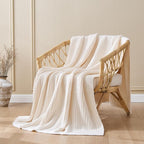 Cream White Chunky Knit Throw Blanket 60"x80" - Soft Cozy Thick Knitted Blanket for Couch Sofa Bed, Cute Christmas Decorative Throw for Living Room
