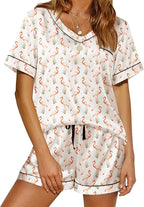 Ekouaer Silk Pajama for Women Short Sleeve Satin Pj Set Two Piece Soft Sleepwear Loungewear, S-XXL