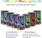 EQUSUPRO Essential Oil Diffuser 150ml Metal Aromatherapy Oil Diffuser Ultrasonic Cool Mist Diffuser with Auto Shut-Off Protection,7 Colors Changed LED for Home Office SPA Yoga (Deer)