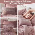 Intelligent Design King Comforter Set, Velvet Comforter Set , Luxury Diamond Quilting Comforter Set, Fluffy Comforter Bed Set with Decorative Pillowand 2 Shams, 4 Piece Pink, King/ Cal King