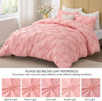 BEDELITE Pink Queen Comforter Set - 3 Pieces Boho Pintuck Bedding Comforter Sets, Lightweight Soft & Warm Bed Comforter with 2 Pillowcases for All Season,Valentines Day | mothers day gifts, Multiple color, Modern Comforter, High Quality