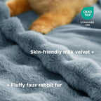 Bedsure GentleSoft Fluffy Fuzzy Twin Blanket, Soft Cozy Fleece Faux Fur Blanket, Pink Decorations Minky Velvet Couch Cover, Thick Warm Plush Women Men Birthday Gifts, 870GSM, Greyish Blue