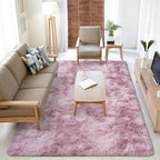 Softlife Area Rug for Living Room, 5x8 Feet Plush Fluffy Rug for Bedroom, Tie-Dyed Pink Purple Shag Rug for Aesthetic Christmas Room Decor, Soft Modern Fuzzy Faux Fur Carpet for Kids Nursery Room Dorm