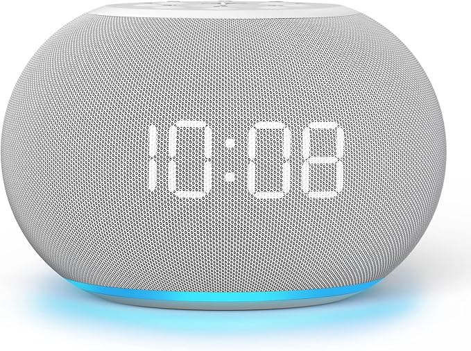 Reacher Auto-Dimmable Sound Machine Alarm Clock with Night Light, 20 Soothing Sounds, LED Digital Display, Sleep Timer, Precise Volume Control, White Noise Soother for Baby, Adults, Bedrooms