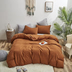 Cottonight Full Comforter Set Pumpkin Rust Bedding Set Terracotta Burnt Orange Blanket Quilts Cotton Solid Fashion Bedding Set for Women Men Full Bed