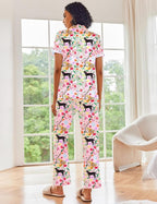 Ekouaer Silk Satin Pajamas Set Women Short Sleeve Sleepwear Soft Button Down Loungewear Pjs Set