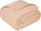 Comfy Cubs Muslin Blanket for Adults Queen 90" x 90" - 6 Layer Soft, Breathable & Lightweight Muslin Adult Blanket - Machine Washable & Designed in The US Bedding for All Seasons - Cream