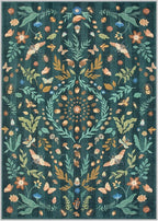 Lahome Chloe Insect Botanical Washable 5x7 Area Rugs for Living Room, Non Slip Green Rug for Bedroom, Boho Indoor Throw Dining Room Carpet for Under Table Entryway Kitchen Office(Dark Green,5x7)
