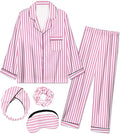 EPLAZA Kids Satin Pajamas Sets Girls Boys Button-Down Silky Pajamas Sleepwear with Hairband Eye Mask Hair Tie