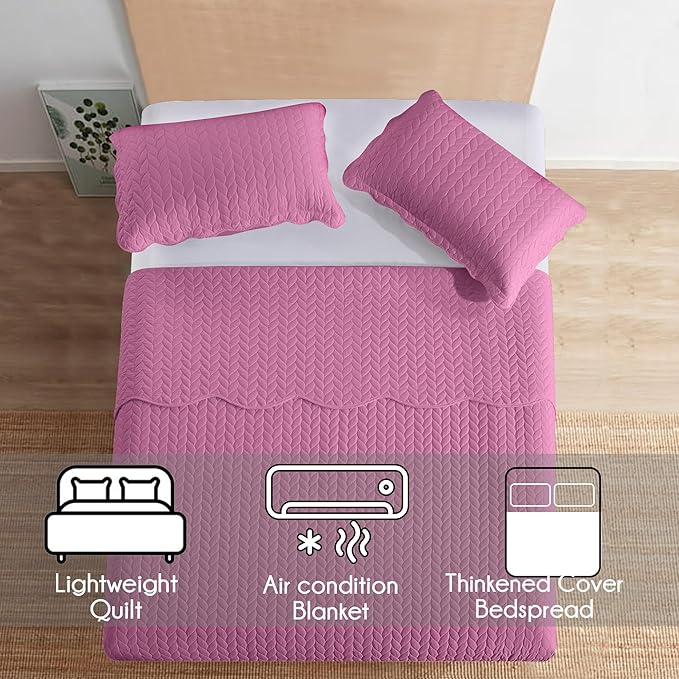 IR Imperial Rooms Queen Quilt Bedding Set Size (90" x 96") + 2 Pillow Shams (20" x 26"+ 2") - 3 Pcs All Season Lightweight Reversible Microfiber Coverlet Embossed Quilt Bedspread (Purple)