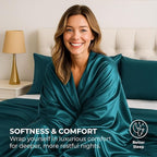 Satin Sheets California King [4-Piece, Teal] Luxury Silky Bed Sheets - Extra Soft 1800 Microfiber Sheet Set, Wrinkle, Fade, Stain Resistant - Deep Pocket Fitted Sheet, Flat Sheet, Pillow Cases