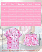 Womens Silky Pajama Sets Short Sleeve Loungewear 2 Pcs Satin Soft Pj Sets Button Down Women's Summer Sleepwear