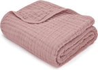 Comfy Cubs Muslin Baby Blanket - Soft, Lightweight, 6-Layer Cotton Swaddle Blankets for Newborns, Infants & Toddlers - 40" x 40" Large, Breathable & Versatile for Sleeping & Tummy Time - Mauve