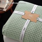 PHF Ultra Soft Waffle Weave Blanket Twin Size 66"x 90"- Washed Lightweight Breathable Cozy Woven Blanket for Bed - Aesthetic Decor for Couch Bedding Sofa Home Car - Sage Green/Mint Green