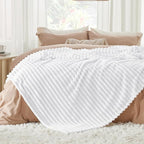 Bedsure GentleSoft King Throw Blanket for Couch - Cozy Soft Blankets for Women, Cute Small Fleece Throws for Girls, Bright White, 108x90 Inches