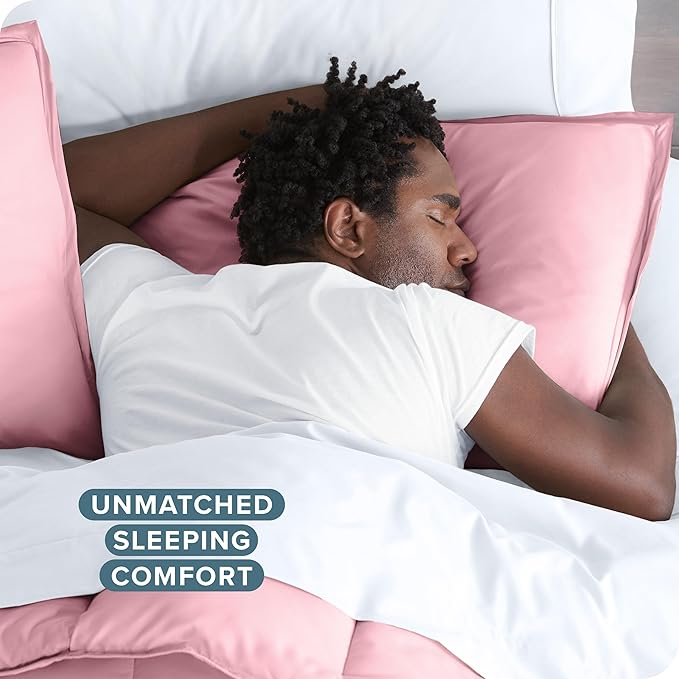 Bare Home Bedding Duvet Cover Queen Size - Premium 1800 Super Soft Collection - Lightweight, Cooling - Soft Breathable Bedding Duvet Cover (Queen, Light Pink)