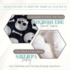 Elegant Comfort Throw Blanket, Reversible Sherpa Flannel, Ultra-Soft, Fuzzy, Cozy and Plush- All Season Lightweight Decorative Throw, 50 x 60 inches, Skulls and Bones Sherpa Throw