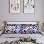 Purple Satin Pillowcase for Hair and Skin, King Satin Pillowcase Set of 2, Silky Satin Pillow Cases for Women 2 Pack with Envelope Closure (20’’x36’’, Butterflies & Flower)