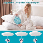 Cooling Pillows for Sleeping 2 Pack, Standard Size Adjustable Shredded Memory Foam Pillows, Firm Bed Pillows for Side, Back, Stomach, Hot Sleepers, Cold Pillow for College Dorm Room