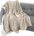 Elegant Comfort Throw Blanket, Reversible Sherpa Flannel, Ultra-Soft, Fuzzy, Cozy and Plush- All Season Lightweight Decorative Throw, 50 x 60 inches, Solid Sherpa Throw, Cream