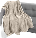 Elegant Comfort Throw Blanket, Reversible Sherpa Flannel, Ultra-Soft, Fuzzy, Cozy and Plush- All Season Lightweight Decorative Throw, 50 x 60 inches, Solid Sherpa Throw, Cream
