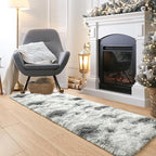 Noahas Runner Rug for Hallway,2'x6' Tie-Dyed Grey and White Long Area Rugs for Bedroom Living Room,Non Slip Thick Shag Carpet for Entryway Dorm Bedside Kids Room