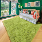 Amdrebio Grass Green Rug 6x9 for Living Room Bedroom, Fluffy Shag Plush Area Rugs for Kids Room Baby Nursery Decor, Modern Cool Fuzzy Floor Furry Shaggy Fuzzy Moss Carpet for Office Dorm Playroom