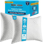 Xtreme Comforts GREENGUARD Certified Queen Size Bed Memory Foam Pillows (2 Pack) | Slim Cooling Pillow for Sleeping on Side, Back & Stomach - Firm and Soft Bed Pillows (USA Made)