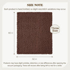 Carriediosa Chunky Knit Throw Blanket 50" X 60", 100% Hand Made Large Chenille Loop Yarn Soft Fluffy Throws for Couch Sofa Bed, Big Crochet Cozy Heavy Thick Cable Woven Blanket, Cocoa Brown