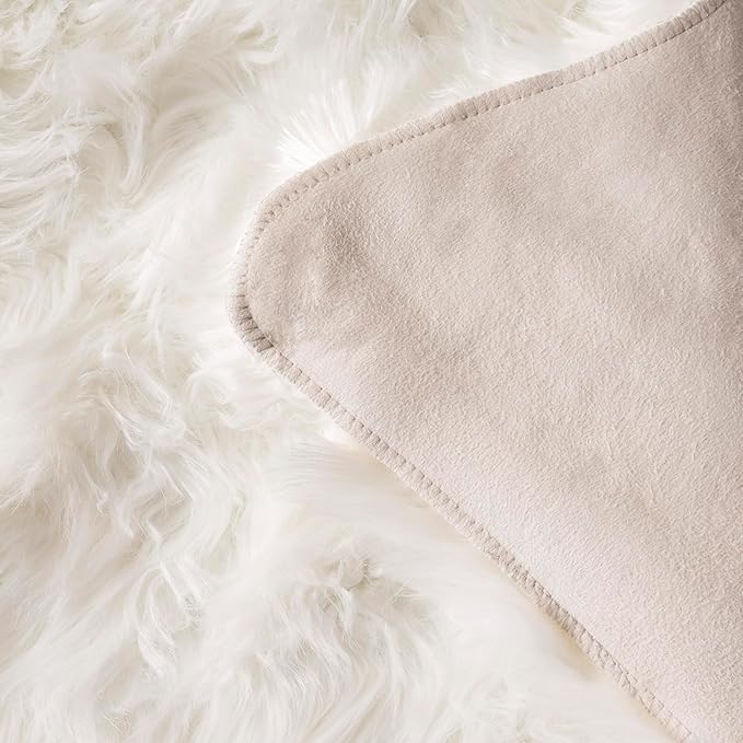 SAFAVIEH Faux Sheep Skin Collection 2' x 3' Ivory FSS115A Silken Glam 2.35-inch Thick Accent Rug