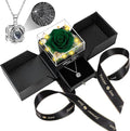 Lebana Preserved Blackish Green Real Rose with Heart I Love You Necklace -Eternal Flowers Rose Birthday Gifts for Women Her Mom Wife Girlfriend Grandma on Valentines Mothers Day Christmas Anniversary
