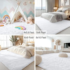 OLANLY 6x7 Area Rugs for Living Room Bedroom, Machine Washable Soft Fluffy Shaggy Bedside Rug, Indoor Floor Carpet for Kids Girls and Boys, Dorms, Nursery Rooms, Home Decor Aesthetic, White
