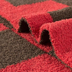 Carriediosa Checkered Throw Blanket 50" X 60", 400GSM Ultra Soft Microfiber Fuzzy Fluffy Reversible Cute Preppy Knitted Blankets Cozy Plush Fall Throws for Couch, Bed, Sofa, Red and Brown