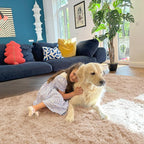 OLANLY 3x3 Machine Washable Small Bedside Rug, Soft Fluffy Shaggy Entryway Throw Rugs for Bedroom, Living Room, Indoor Floor Carpet for Kids Girls and Boys, Nursery Rooms, Home Decor Aesthetic, Beige