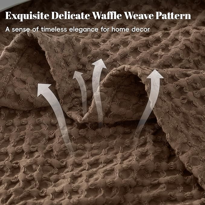 PHF Ultra Soft Waffle Weave Blanket Twin Size 66"x 90"- Washed Lightweight Breathable Cozy Woven Blanket for Bed - Aesthetic Decor for Couch Bedding Sofa Home Car - Chocolate