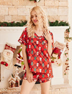 Ekouaer Silk Pajama for Women Short Sleeve Satin Pj Set Two Piece Soft Sleepwear Loungewear, S-XXL