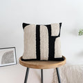 Black Cream Boho Chunky Tufted Pillow Cover, Neutral Decorative Square Throw Pillow Case, Geometric Woven Modern Sham for Bed Couch Living Room, 18x18 inches, 1PCS
