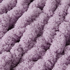 WESHIONGOO Chunky Knit Blanket Throw 51"×63" Knitted Throw Blankets for Couch Bed Fluffy Soft Blanket with Jumbo Chenille Yarn Thick 100% Handmade(Lilac)