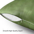 BEDELITE Satin Pillowcase with Zipper 2 Pack, Cedar Green Pillow Cases Standard Size, Super Soft and Cooling Similar to Silk Pillow Cases, Gift for Women Men(20x26 Inches)