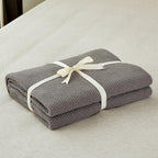 Longhui bedding Dark Grey 100% Cotton Lightweight Cable Knit Throw Blanket for Couch Sofa Bed Home Decorative, Bonus Laundering Bag, Dark Gray 50“ x 60”, Machine Washable