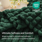 BEDELITE Emerald Green Throw Blanket Twin Size for Bed- Super Soft and Warm 3D Checkered Fluffy Fuzzy Fleece Blanket, Luxurious Plush Cozy Blanket for Room Decor Fall and Winter, 60x80 inches