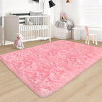 Pink Fluffy Rugs for Bedroom Living Room 4x6 Ft Girls Shaggy Fur Rug Soft Modern Indoor Furry Floor Mat Washable Plush Fuzzy Kids Rug for Nursery Princess Dorm Playroom Decor Carpet