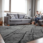 junovo 5x8 Area Rugs - Non-Slip Ultra Soft Washable High Pile Bedroom Rug for Kids, Living Room, Nursery & Dorm, Grey Flame Retardant Plush Shaggy Rug Home Decor