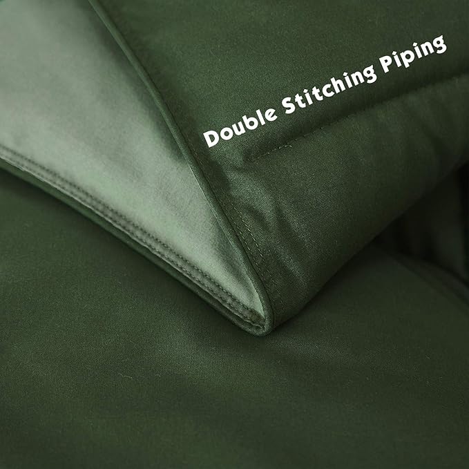 HIG 3pc Green King Size Comforter Set -All Season Reversible Down Alternative Comforter Bedding Comforter -Quilted Duvet Insert with Corner Tabs - Box Stitched Blanket - Breathable, Soft, Fluffy