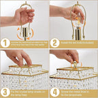 Luvkczc Set of 2 USB Bedside Crystal Table Lamp Gold, Touch Control Lamp, Dimmable Lamp with Crystal Shade for Bedroom, Living Room, 6W LED Bulb Included