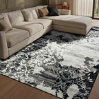CRYPTOLITE Living Room Rug Washable Abstract Rugs with Non-Slip Backing Low Pile Area Rug for Living Room, Bedroom, Dining Room, 6x9, Black